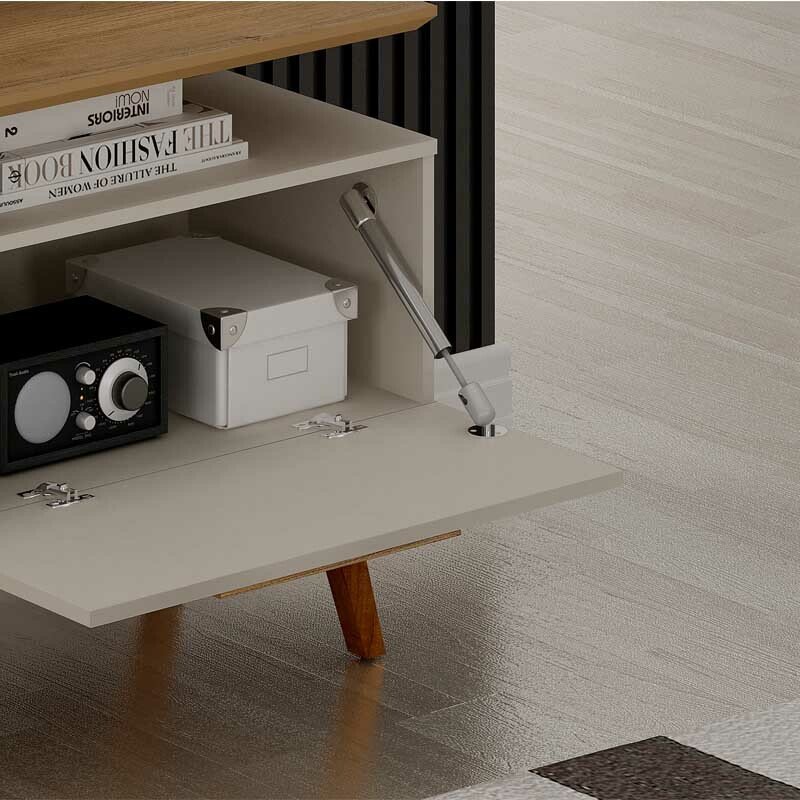 Rack Bancada São Paulo Larg.2.00m TV até 70 Polegadas Off/Cinamomo Valdemoveis - Imagem 2