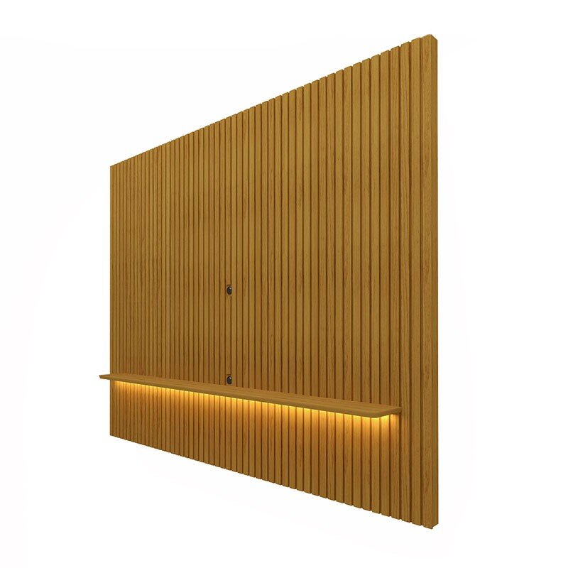 Rack Requinte Naturale/off Larg. 1.72m + Painel Nobre Naturale Ripado C/ Led 100% MDF TV até 85 Polegadas Larg. 1.85m - Gelius - Imagem 7