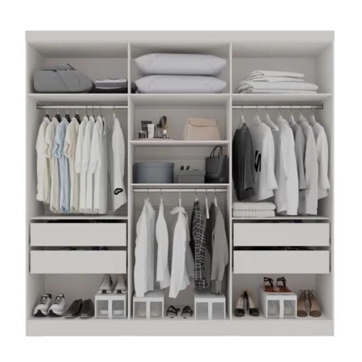 Roupeiro Casal Coliseu Branco 6 Portas 4 Gavetas Larg. 2.20m - Sallêto - Imagem 2