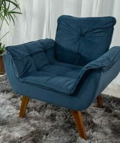 Poltrona Pérola Veludo Azul