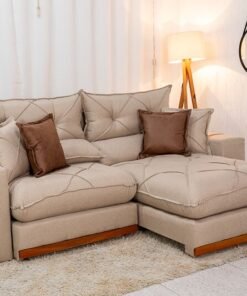 Sofá Retrátil Reclinável Gran Bello (BARUC) Linho Bege Larg. 2.50m - D33 e Molas Ensacadas