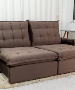 Sofá Retrátil Reclinável Atenas Veludo Marrom 815 Larg. 2.30m - D33 e Molas Ensacadas