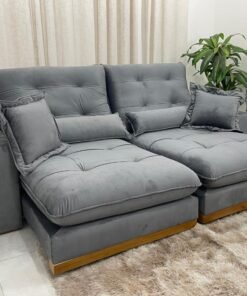 Sofá Retrátil e Reclinável Kioto 2.50m - Cinza Veludo
