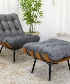 Poltrona Florença C/Puff Veludo Grafite 814 Larg. 0.68m