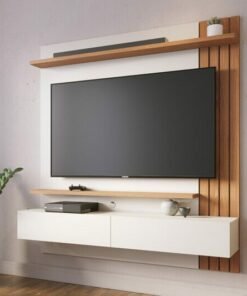 Home Suspenso Juriti Larg. 1.50m para TV até 65 Polegadas Off White/Freijó Colibri