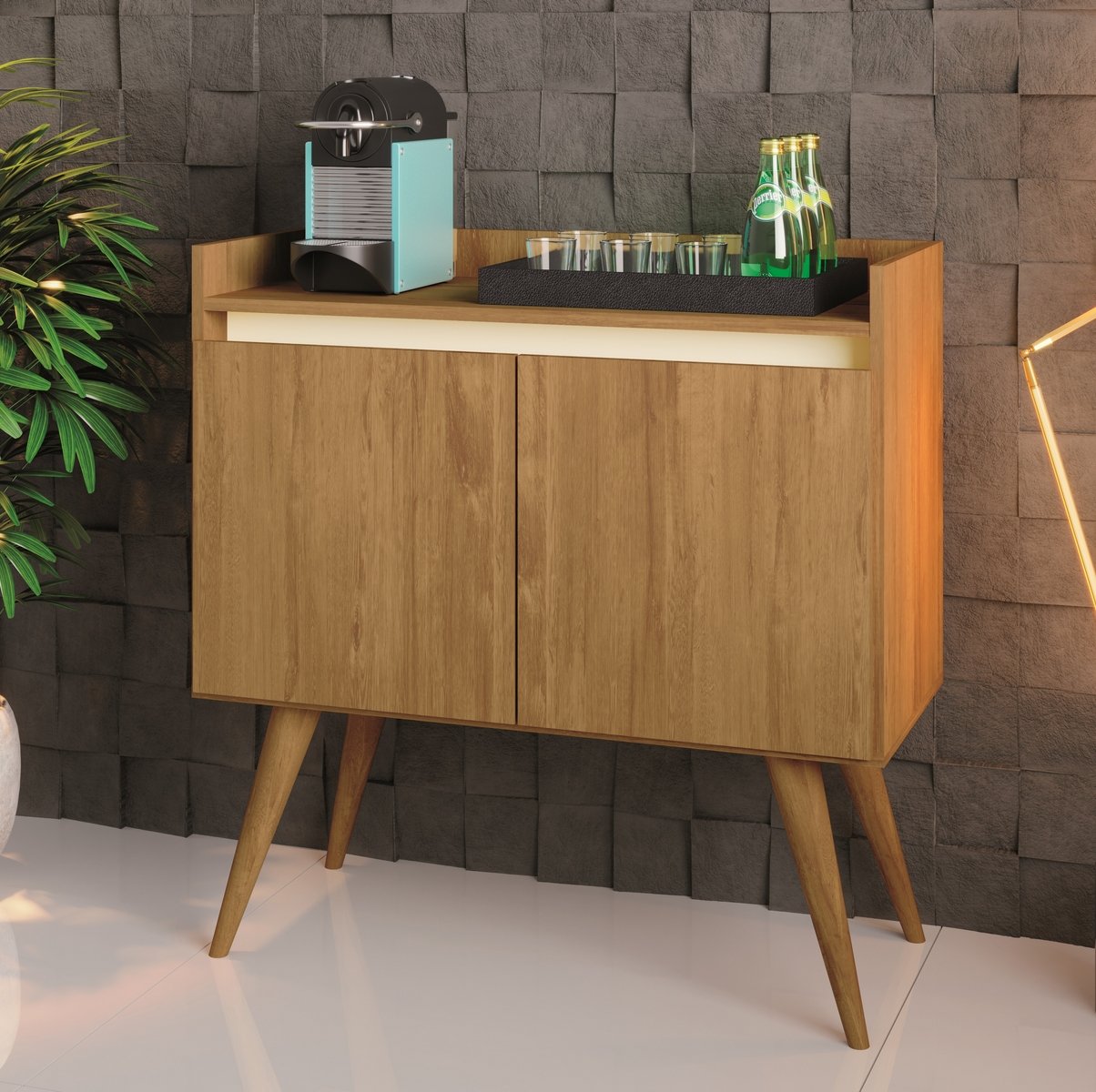 Buffet 2 Portas Gold Mel/Pérola - MÓVEIS PRIMUS