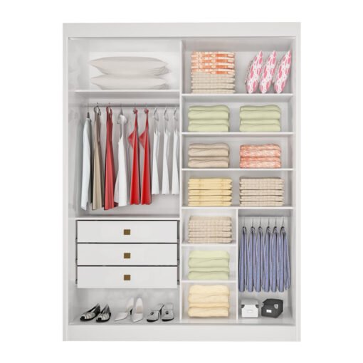 Guarda-Roupa Casal 2 Portas 3 Gavetas Atenas 100% MDF Cinamomo/Off White Larg. 1.85m Flex D Doro - Imagem 2