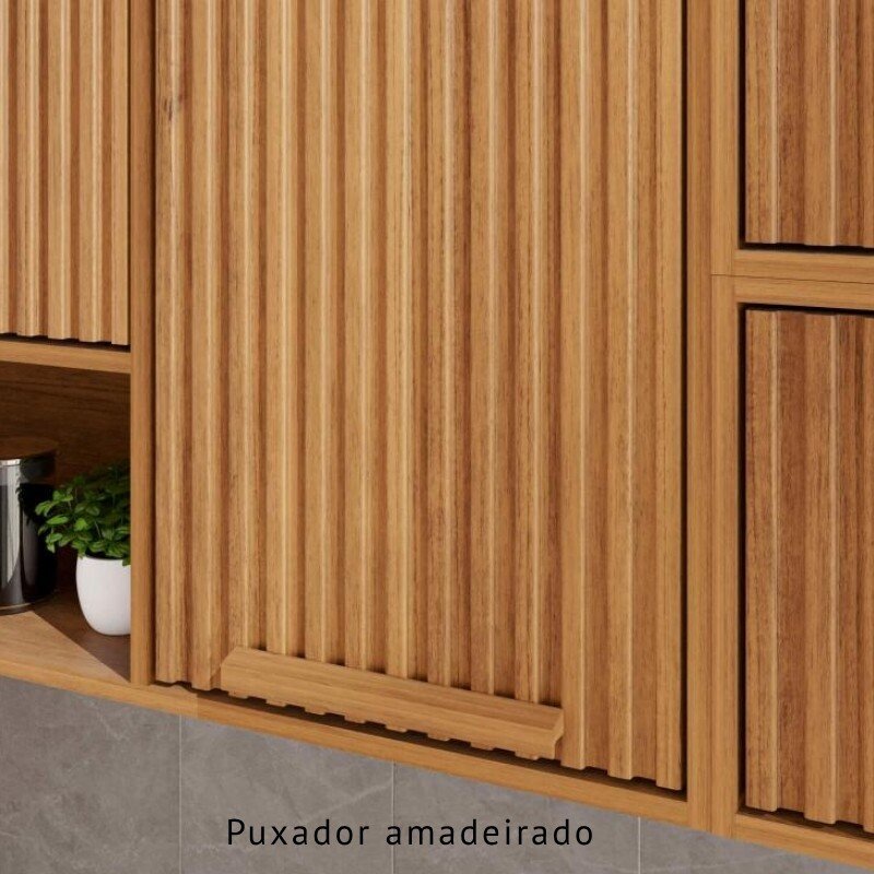 Armário Aéreo Florida Ripado Cinamomo Larg. 0.80m Sallêto - Imagem 5