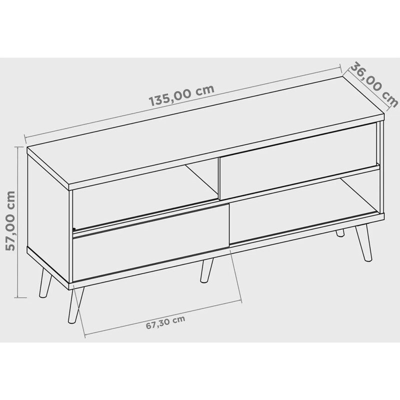 Rack Bancada NT 1180 Larg.1.35m TV até 50 Polegadas Freijó/Preto Notável - Imagem 8