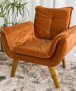 Poltrona Pérola Base Fixa Veludo Terracota