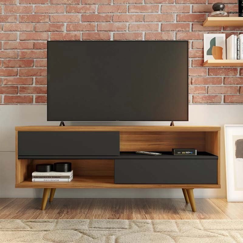 Rack Bancada NT 1180 Larg.1.35m TV até 50 Polegadas Freijó/Preto Notável