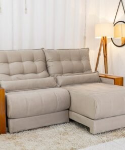 Sofá Retrátil Reclinável Gênova Veludo Bege 818 Larg. 2.50m - Molas Ensacadas