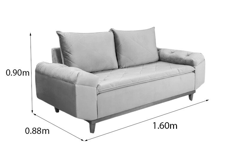 Sofá 2 lugares Bélgica Veludo Cinza Larg. 1.60m Cinza - Imagem 7