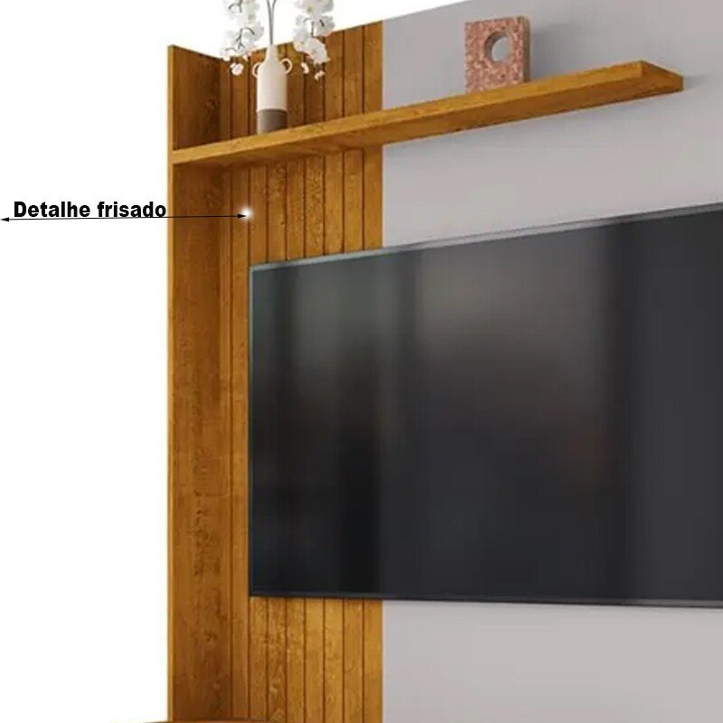 Home Corumbau Nature/Off C/Detalhe Frisado Para TV até 55 Polegadas Larg. 1.36m - Bechara - Imagem 3