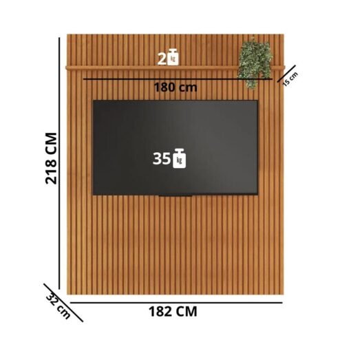 Painel Riso Cinamomo Ripado S/Nicho TV até 65 Polegadas Larg. 1.82m - JCM - Imagem 3