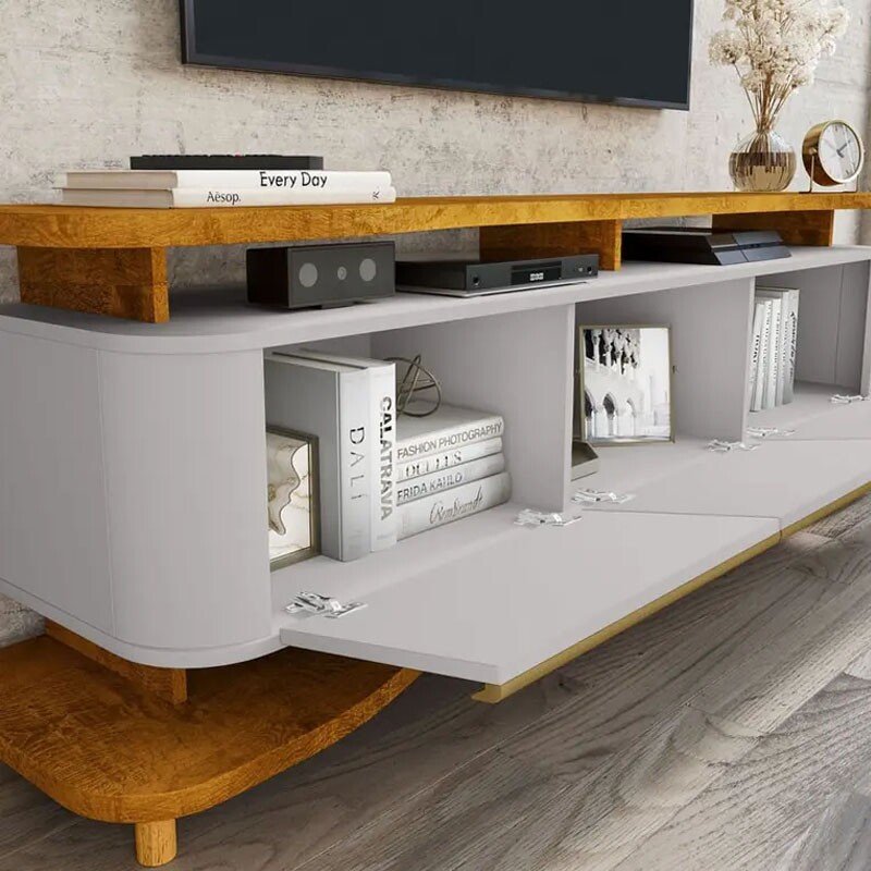 Rack Bancada Guarapari Nature/Off Para TV até 75 Polegadas Larg. 1.80m - Bechara - Imagem 2