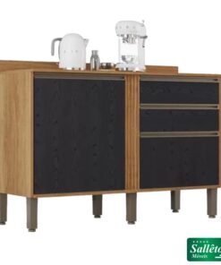 Balcão Cozinha Pérola 2 Portas Larg. 1.20m Cinamomo/Preto Sallêto