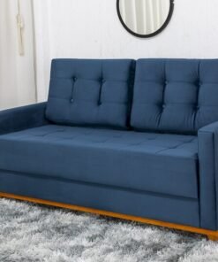 Sofá 3 lugares Living Áustria 1.70m Veludo Azul A16