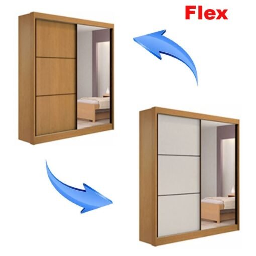 Guarda-Roupa Casal 2 Portas 3 Gavetas Atenas 100% MDF Cinamomo/Off White Larg. 1.85m Flex D Doro - Imagem 3