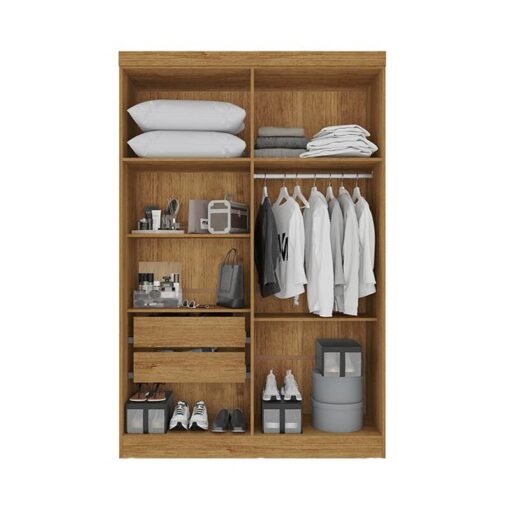Guarda-Roupa Solteiro Recife 4 Portas 2 Gavetas Larg. 1.21m Cinamomo/Off White Sallêto - Imagem 2