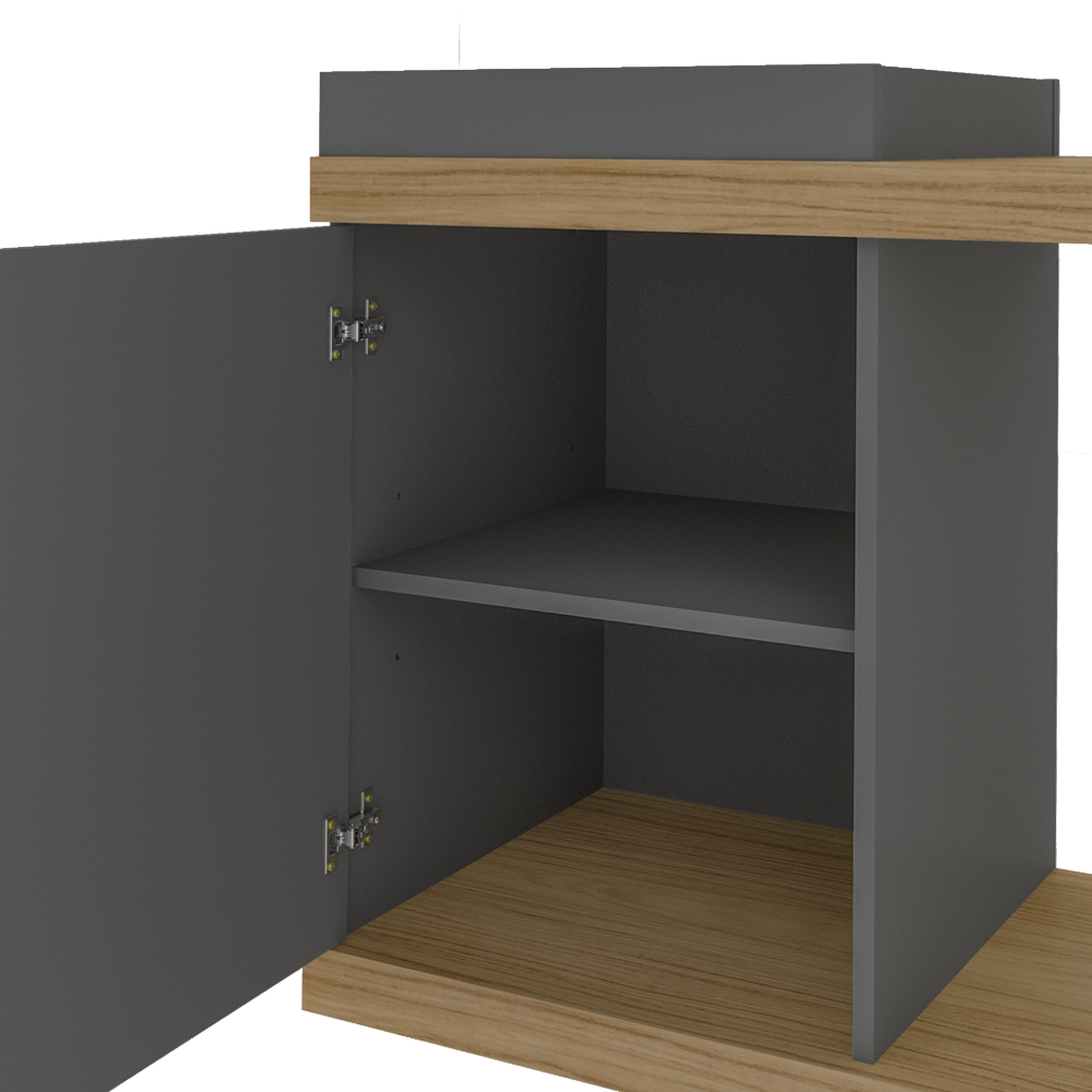 Rack Bar até 60" Madrid Carvalho/Grafite - ARTELY - Imagem 3