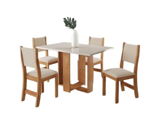 Mesa de Jantar Magic 1.20x0.80 Com 4 Cadeiras Sol Linho  - Mel/Blonde - Imagem 2