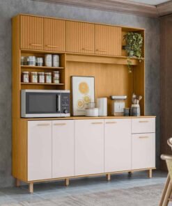 Kit Cozinha Núria Ripado 3D 9 Portas 1 Gaveta Larg. 1.80m Freijó/Off Poliman