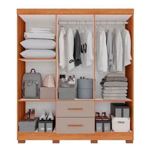 Guarda-Roupa Solteiro Estrela 6 Portas 2 Gavetas Cinamomo/Off White Larg. 1.50m Sallêto Pés Grátis - Imagem 2