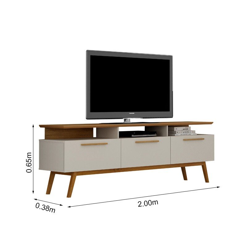 Rack Bancada São Paulo Larg.2.00m TV até 70 Polegadas Off/Cinamomo Valdemoveis - Imagem 3