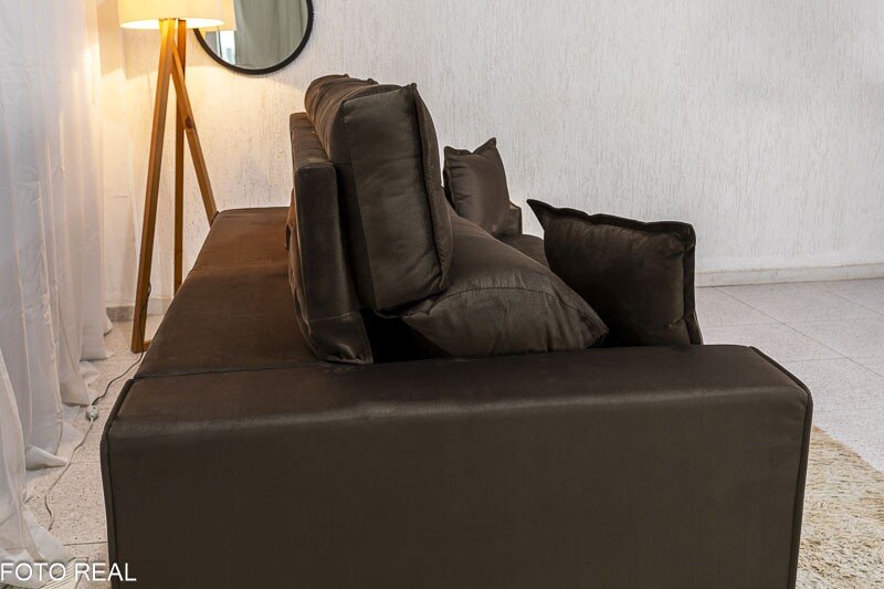 Sofá Retrátil Reclinável Dakar Veludo Marrom 815 Larg. 2.30m - Molas Ensacadas - Imagem 7