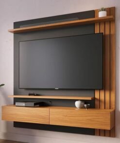 Home Suspenso Juriti Larg. 1.50m para TV até 65 Polegadas Noce Milano/Preto Colibri