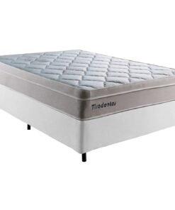 Colchão Casal Tiradentes D28 + Base Box Simples Corino Branco – COLCHOMINAS + BIOSTAR
