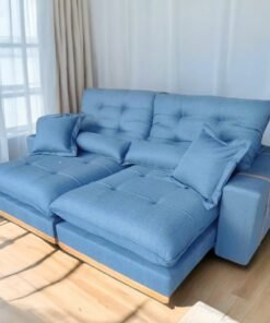 Sofá Retrátil e Reclinável Arthur/Toronto 2,50 m Linho Azul 2009 – D’VITRINE ESTOFADOS