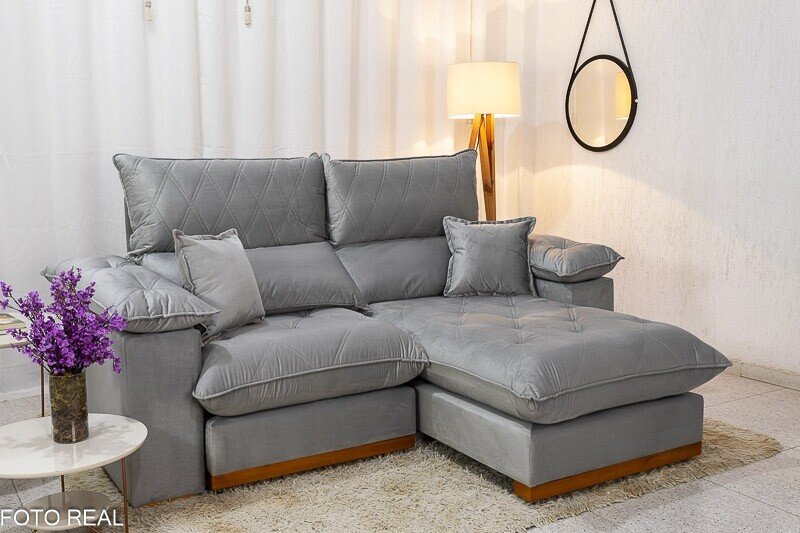 Sofá Retrátil Reclinável Magnum Veludo Prata 823 Larg. 2.10m - Molas Ensacadas - Imagem 3