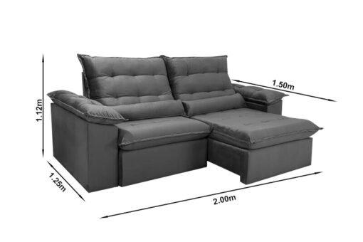 Sofá Retrátil Reclinável Emanuelly Veludo Terracota Larg.  2.00m - D28 Soft e Molas bonnel - Imagem 9