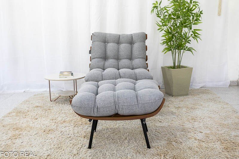 Poltrona Florença C/Puff Linho Cinza 1008 Larg. 0.68m - Imagem 2