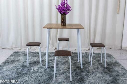 Mesa dobrável Bali C/ 4 Tamboretes Marrom Teixeira - Imagem 2