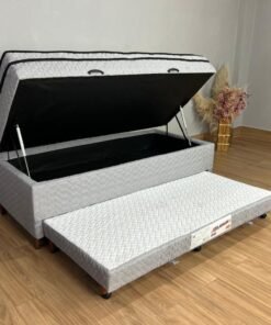 Cama Box Baú Sublime Molas Solteiro Com Auxiliar - 88X188X57