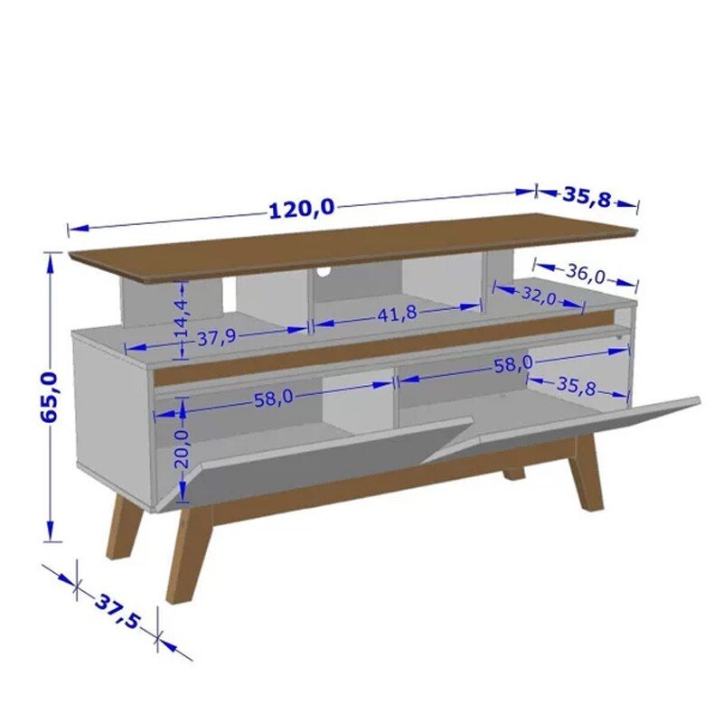 Rack Bancada Rubi Cinamomo/Off TV até 50 Polegadas Larg. 1.20m - Bechara - Imagem 3