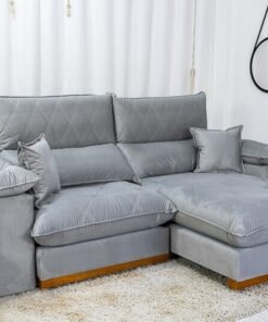 Sofá Retrátil Reclinável Magnum Veludo Prata 823 Larg. 2.50m - Molas Ensacadas