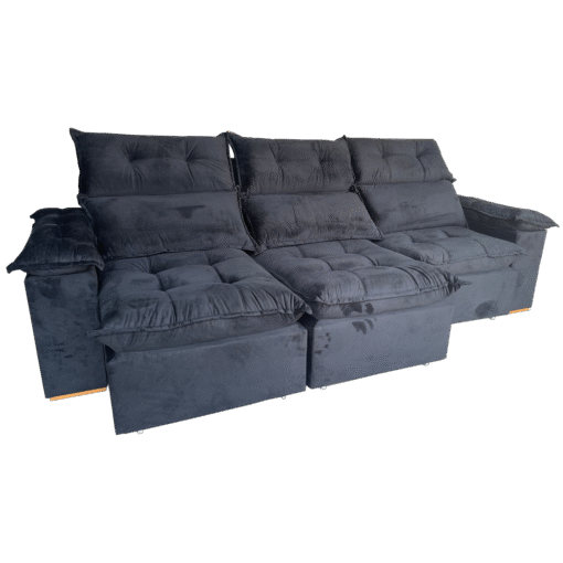 Sofá Retrátil e Reclinável Imperial 2,75 m Veludo Jolie Preto 12 – IMPERIAL DECOR - Imagem 2