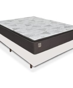 Colchão Casal D26 Ravena + Base Box Simples Corino Branco– UMAFLEX + BIOSTAR