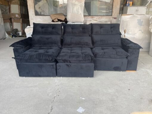 Sofá Retrátil e Reclinável Imperial 2,75 m Veludo Jolie Preto 12 – IMPERIAL DECOR - Imagem 4