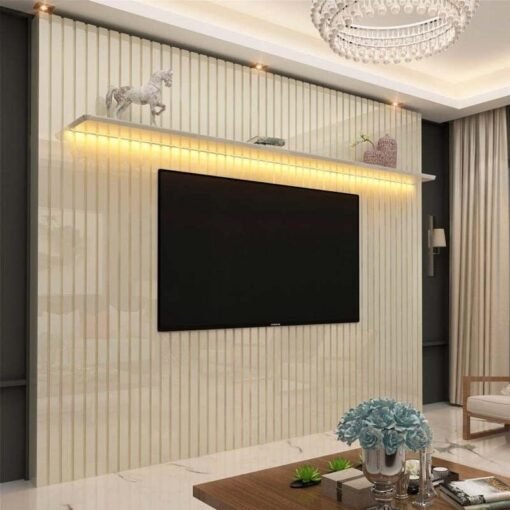Painel Nobre Off Ripado 100% MDF C/ Led TV até 85 Larg. 2.30m - Gelius - Imagem 2