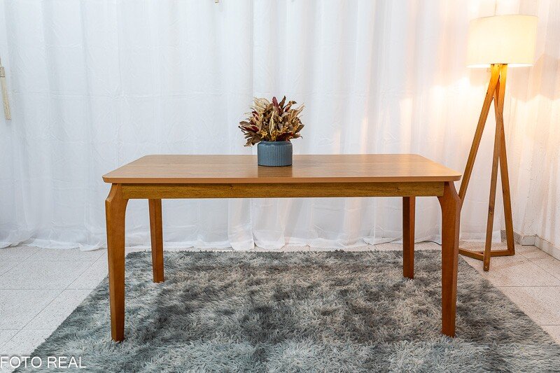 Mesa de Jantar Alegra Tampo Cinamomo 160×80 6 Cadeiras Santorini Linho Bege 29011 JCM Madeira Maciça - Imagem 6