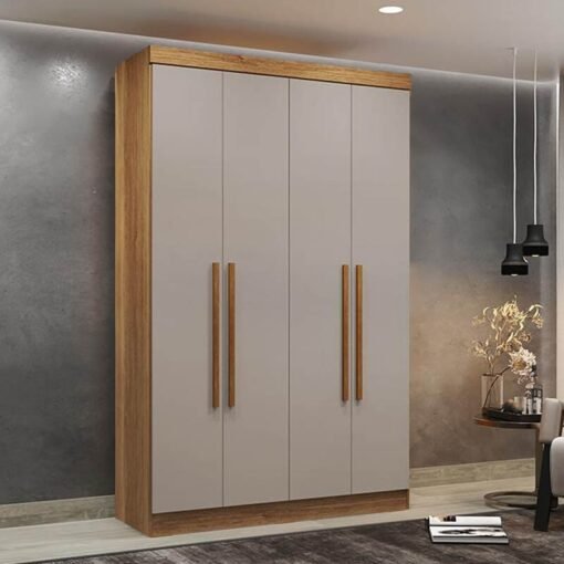 Guarda-Roupa Solteiro Recife 4 Portas 2 Gavetas Larg. 1.21m Cinamomo/Off White Sallêto
