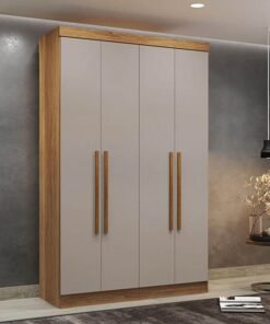 Guarda-Roupa Solteiro Recife 4 Portas 2 Gavetas Larg. 1.21m Cinamomo/Off White Sallêto