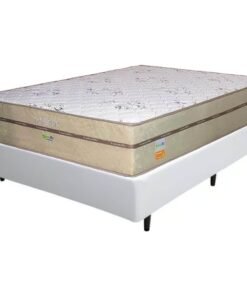 Colchão Casal Toronto D28 + Base Box Simples Corino Branco – ECOTEC + ALTO NÍVEL CAMAS E COLCHÕES