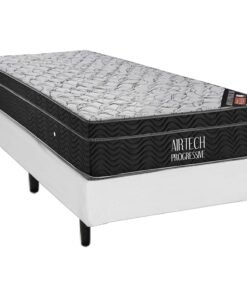Colchão Solteiro Airtech Progressive + Base Box Simples Corino Branco – ORTOBOM + BIOSTAR