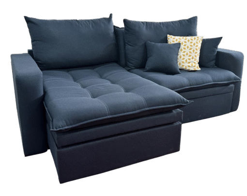 Sofá Retrátil Baú Versate 2,40 m Linho Azul - ARJAN DECOR - Imagem 6